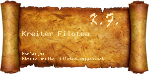 Kreiter Filotea névjegykártya